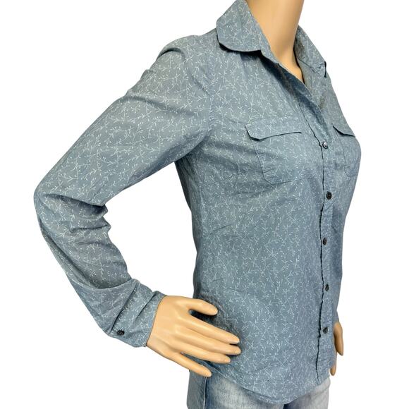 2/$30 J. Crew Ditsy Floral Print Cotton Shirt Blue Button Front Pockets Size XS - Picture 3 of 11
